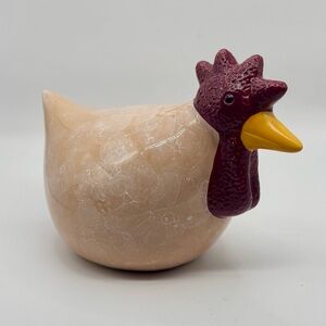 Ceramic Pottery Chubby Fat Nesting Chicken Hen Figurine Farm Decor - CUTE